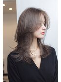 ミディアムレイヤー　ハッシュカット　韓国風レイヤー