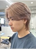 渋谷メンズカラーダブルカラーミルクティーベージュカラー◆