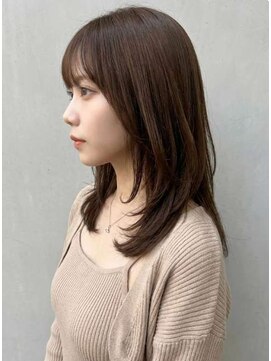 ノーブル 白金台店(Noble by PROGRESS) ☆小顔前髪ワンカールレイヤーカット黒髪ネビージュボブルフ☆