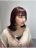 ボルドー裾カラー