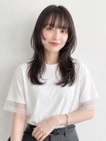 髪質改善ヘアエステサロン メルシー(Merci)&nbsp;ワイドバング×顔まわりレイヤーのくびれセミロング