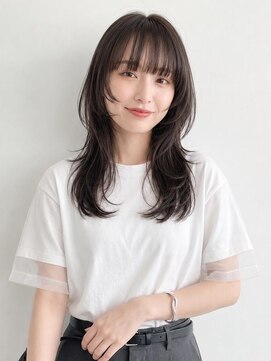 髪質改善ヘアエステサロン メルシー(Merci) ワイドバング×顔まわりレイヤーのくびれセミロング