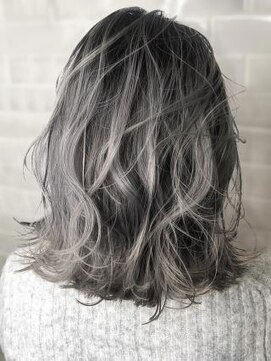 オーブ ヘアー レーヴ 自由が丘店(AUBE HAIR reve) 【AUBE HAIR】ネイビーグレーハイグラデーション_ニュアンスロブ