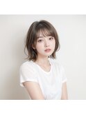 小顔カット隠れおくれ毛大人かわいい伸ばしかけボブ