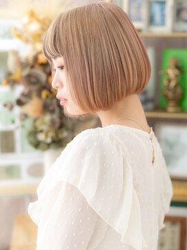 カバーヘア ブリス 志木南口駅前店(COVER HAIR bliss) ★ミルクティーピンク小顔切りっぱなし金髪丸みボブ10代20代★1