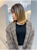 黒髪ボブルフネビージュ小顔ワンレン