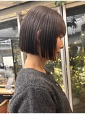 ミニボブ縮毛矯正地毛風ストレートパーマ髪質改善黒髪ボブ