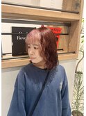 ベイビーピンク/ローズレッド×ボブブリーチパーマ