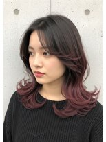 フルショウ 苦楽園店(FURUSHO)&nbsp;ワインレッド/ミディアムレイヤー/韓国巻き/エンドカラー