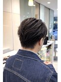 メンズカットツーブロックビジネス黒髪短髪