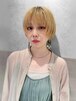 ハイトーンショートダブルカラーマッシュブロンズシースルー