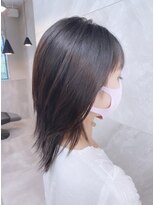 ドゥマン(Demain) シースルーバング 小顔 ミディアム ウルフ レイヤーミディアム