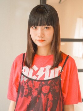 ヴヴ(Bub) フルバング ストレート 艶髪 ブラウン 顔周りカット 前髪カット