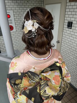 フェリーチェ(Felice) 振袖ヘア　ハーフアップ　水引　振袖着付け　お呼ばれヘア