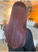ロング/レッドカラー/レッドブラウン/艶感/髪質改善