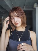 大人抜け感外ハネボブミディアム切りっぱなし[広島/八丁堀]