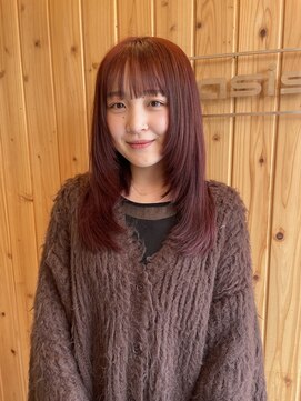 オアシス(oasis) 【oasisマミ】大人レイヤーカット/ブリーチなしレッドブラウン