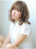 似合わせ大人ガーリーミディアムレイヤーカットダークアッシュ