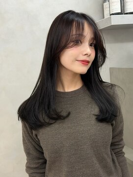 オムニス 表参道(Omnis) 美髪レイヤーカット韓国ヘア小顔顔まわりレイヤーグレーブラウン