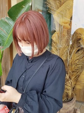 リミックス 南国店(remix) ぱつっとボブのコーラルピンク