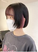 顔まわりウルフボブ_外ハネボブセクションカラー_ba394891