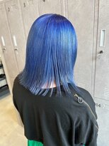 アースコアフュールボーテ 川越店(EARTH coiffure beaute)&nbsp;ターコイズブルーダブルカラー外ハネボブ
