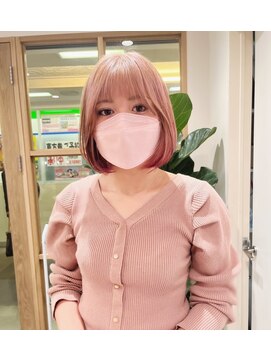 エン(eNN) 10代20代可愛いピンクベージュ/ワンホンボブヘア