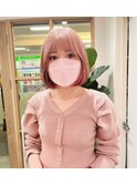 10代20代可愛いピンクベージュ/ワンホンボブヘア
