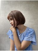 大人カワイイコンパクトAラインボブ　柔らかマロンベージュ◎