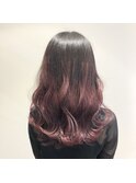 【グラデーションブリーチ】お洒落ピンク×波巻きミディアム