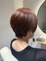 オレンジブラウン×ショートボブ