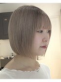 ハイライトカラーミルクティーベージュケアブリーチボブ