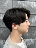 センターパートニュアンスパーマフェザーパーマメンズカット