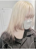 レイヤーカットミルクティーベージュケアブリーチダブルカラー 
