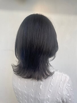 ヘアーメイクパウダー 天王寺寺田町店(Hair make powder) ミディアムレイヤーカットストレートウルフカットグレージュ