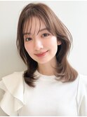 セミディサイドバング斜めバング前髪くびれヘアワンカール