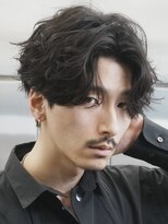 フィフスパーク(fifth PARK) 大人緩めシャドウフェザーパーマメンズカットセンターパート渋谷