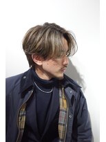 リップスヘアー 銀座(LIPPS hair) センターパート 毛流れパーマ ハイライト