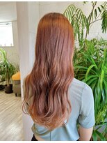 フゥカ 売市店(fuka)&nbsp;ブリーチ無しで透明感オレンジベージュカラー　八戸