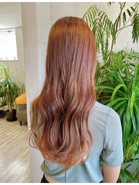 フゥカ 売市店(fuka) ブリーチ無しで透明感オレンジベージュカラー　八戸
