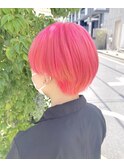 推し色カラー　ピンクヘア　ブリーチ2回
