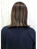 アンジュ 大豆島店(ange)&nbsp;ブリーチ無しハイライト、前下がり[20代30代40代50代60代]