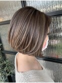 大人ボブ大人ショートボブミニボブ前髪なしオリーブグレージュ