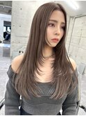 韓国ヘアーハッシュカットレイヤーカットグレージュブリーチ無し