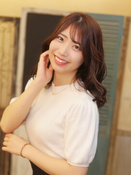 ベレッタ 楠葉店(veretta.) ウェーブミディアム/韓国っぽヘア/透明感カラー/大人ガーリー/秋