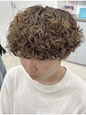 プードルパーマ波巻きスパイラルパーマメンズ眉毛シャドウパーマ
