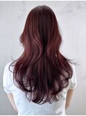チェリーブラウン顔周りレイヤー韓国ヘア美髪ロング_ba540462