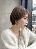 大人フレンチショートボブ丸顔前髪あり丸みひし形K20260319