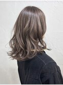 ハイライト アッシュグレージュ 顔周りカット レイヤー