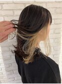 可愛いインナーカラーゴールド＊くるりんぱ